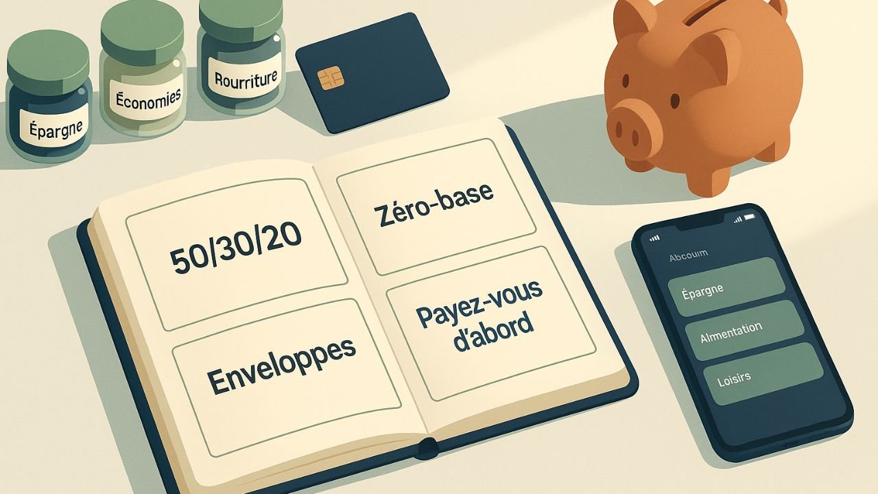 Budget personnel : comparer 50/30/20, enveloppes, zéro-base et « payez-vous d’abord » pour choisir la bonne méthode